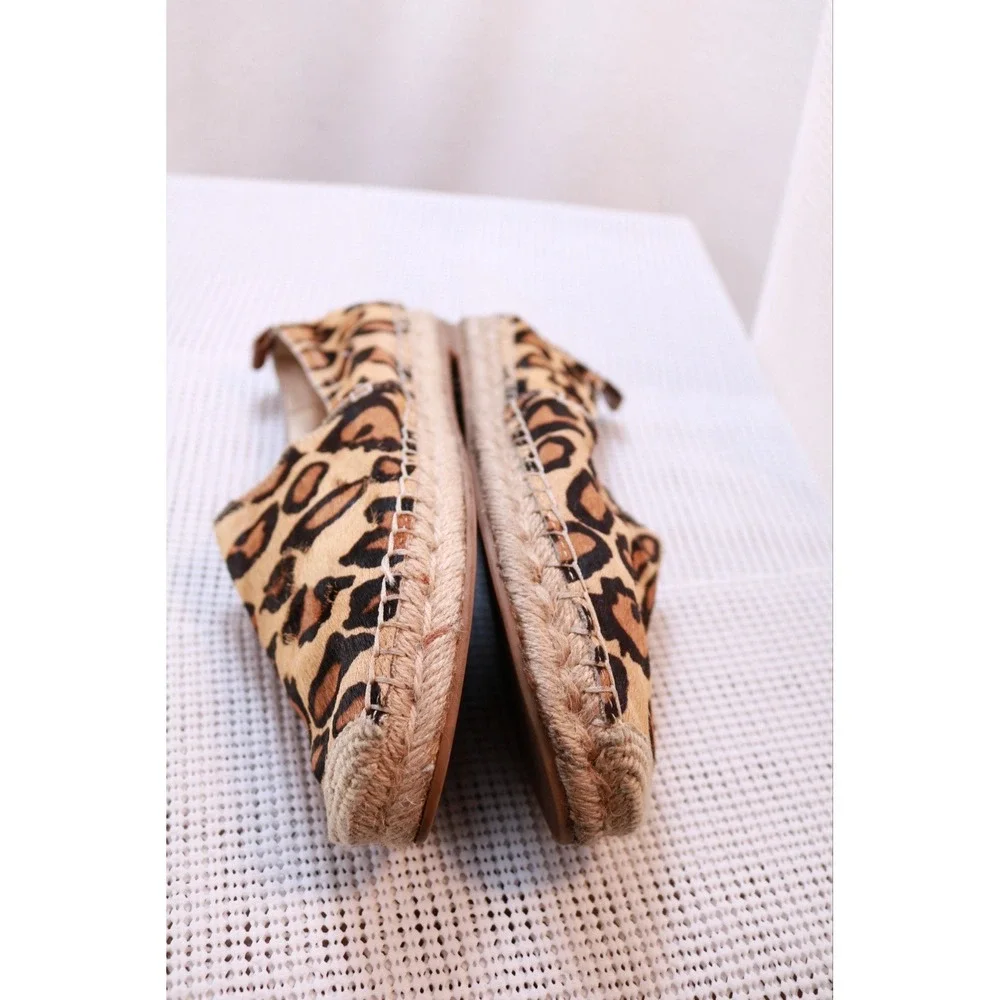 Sam Edelman Womens Leopard Print Haircalf Espadrille Flats Brown Tan Size 6.5